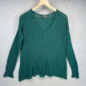 Ye Mak Sweater Womens Size Medium Green Long Sleeve V-Neck Pullover Knitted